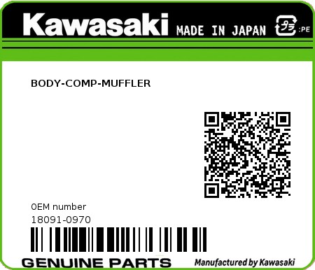 Product image: Kawasaki - 18091-0970 - BODY-COMP-MUFFLER  0