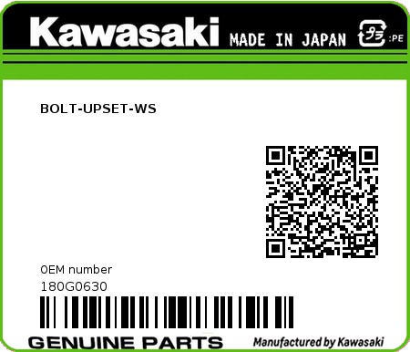 Product image: Kawasaki - 180G0630 - BOLT-UPSET-WS 