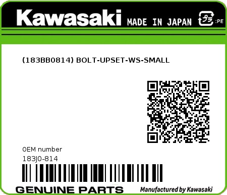 Product image: Kawasaki - 183J0-814 - (183BB0814) BOLT-UPSET-WS-SMALL 