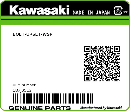 Product image: Kawasaki - 187J0512 - BOLT-UPSET-WSP  0