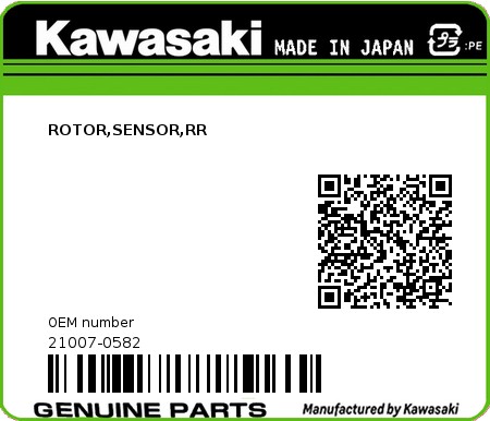 Product image: Kawasaki - 21007-0582 - ROTOR,SENSOR,RR 