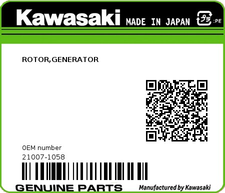 Product image: Kawasaki - 21007-1058 - ROTOR,GENERATOR 