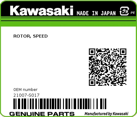 Product image: Kawasaki - 21007-S017 - ROTOR, SPEED  0