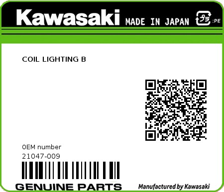 Product image: Kawasaki - 21047-009 - COIL LIGHTING B 