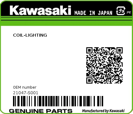 Product image: Kawasaki - 21047-S001 - COIL-LIGHTING 