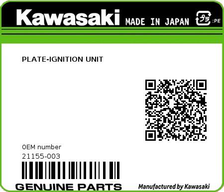 Product image: Kawasaki - 21155-003 - PLATE-IGNITION UNIT  0