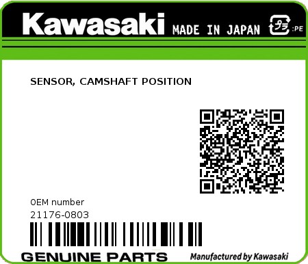 Product image: Kawasaki - 21176-0803 - SENSOR, CAMSHAFT POSITION  0