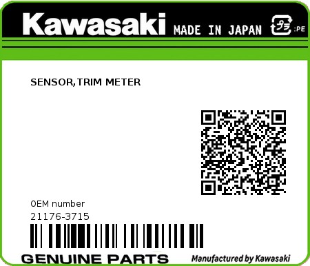 Product image: Kawasaki - 21176-3715 - SENSOR,TRIM METER  0
