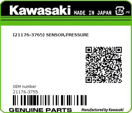 Product image: Kawasaki - 21176-3755 - (21176-3765) SENSOR,PRESSURE 