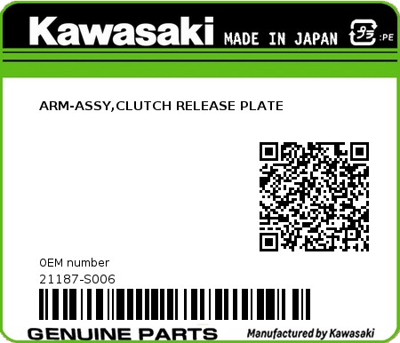 Product image: Kawasaki - 21187-S006 - ARM-ASSY,CLUTCH RELEASE PLATE 