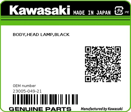 Product image: Kawasaki - 23005-049-21 - BODY,HEAD LAMP,BLACK 