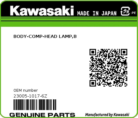 Product image: Kawasaki - 23005-1017-6Z - BODY-COMP-HEAD LAMP,B 