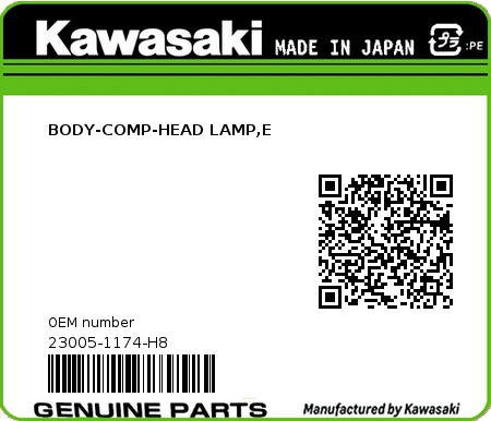 Product image: Kawasaki - 23005-1174-H8 - BODY-COMP-HEAD LAMP,E  0