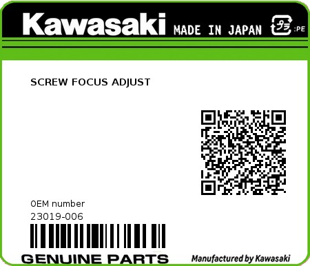 Product image: Kawasaki - 23019-006 - SCREW FOCUS ADJUST  0