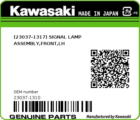 Product image: Kawasaki - 23037-1310 - (23037-1317) SIGNAL LAMP ASSEMBLY,FRONT,LH  0