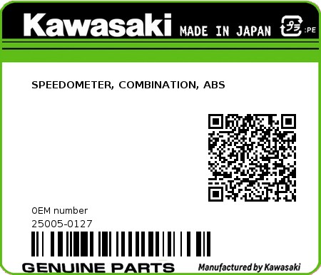 Product image: Kawasaki - 25005-0127 - SPEEDOMETER, COMBINATION, ABS 