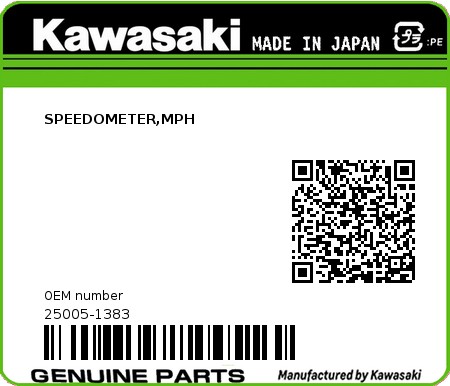 Product image: Kawasaki - 25005-1383 - SPEEDOMETER,MPH  0