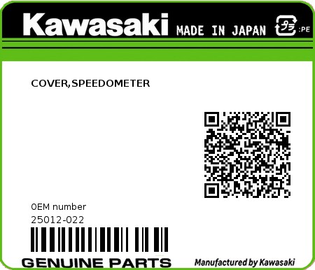 Product image: Kawasaki - 25012-022 - COVER,SPEEDOMETER 