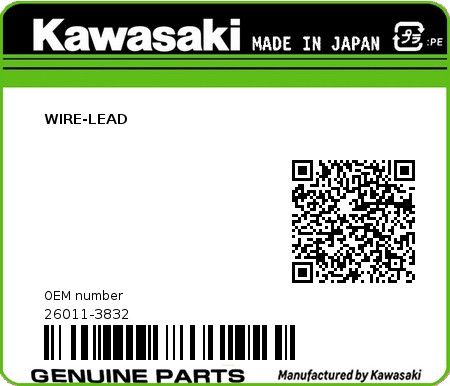 Product image: Kawasaki - 26011-3832 - WIRE-LEAD  0