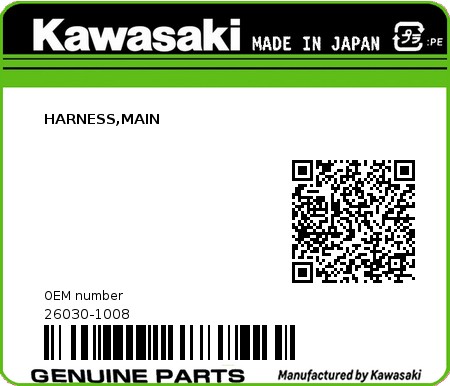 Product image: Kawasaki - 26030-1008 - HARNESS,MAIN  0