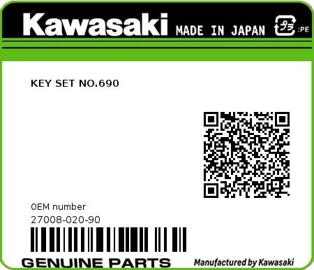 Product image: Kawasaki - 27008-020-90 - KEY SET NO.690  0
