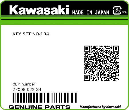 Product image: Kawasaki - 27008-022-34 - KEY SET NO.134 