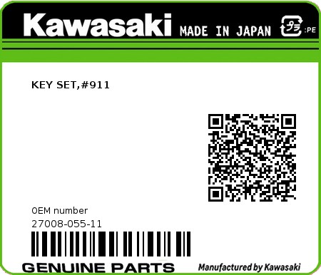 Product image: Kawasaki - 27008-055-11 - KEY SET,#911  0