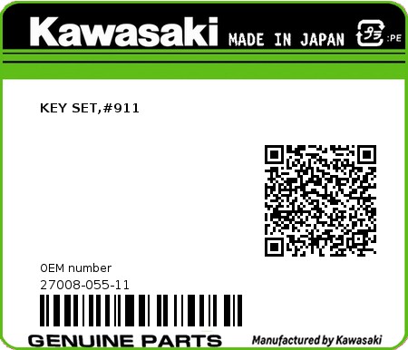 Product image: Kawasaki - 27008-055-11 - KEY SET,#911 