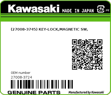 Product image: Kawasaki - 27008-3724 - (27008-3745) KEY-LOCK,MAGNETIC SW,  0