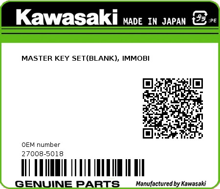 Product image: Kawasaki - 27008-5018 - MASTER KEY SET(BLANK), IMMOBI  0