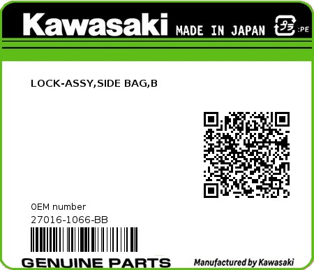 Product image: Kawasaki - 27016-1066-BB - LOCK-ASSY,SIDE BAG,B  0