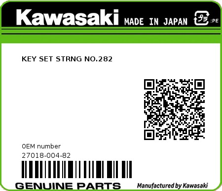 Product image: Kawasaki - 27018-004-82 - KEY SET STRNG NO.282 