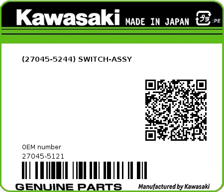 Product image: Kawasaki - 27045-5121 - (27045-5244) SWITCH-ASSY  0