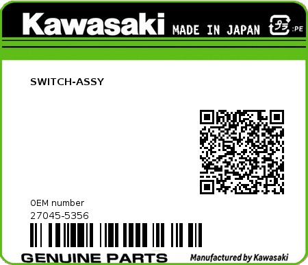 Product image: Kawasaki - 27045-5356 - SWITCH-ASSY  0