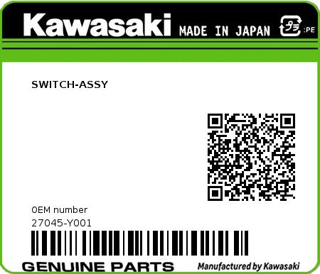 Product image: Kawasaki - 27045-Y001 - SWITCH-ASSY  0