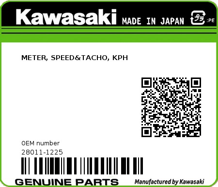 Product image: Kawasaki - 28011-1225 - METER, SPEED&TACHO, KPH 