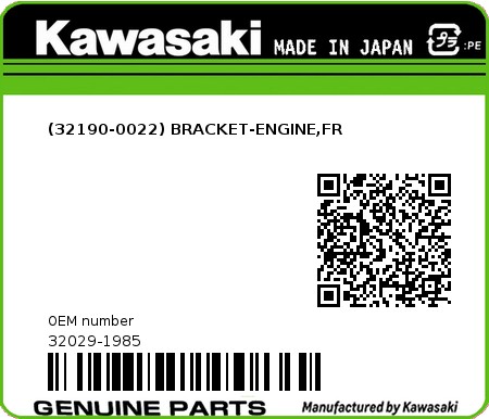 Product image: Kawasaki - 32029-1985 - (32190-0022) BRACKET-ENGINE,FR  0