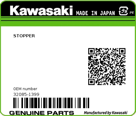 Product image: Kawasaki - 32085-1399 - STOPPER  0
