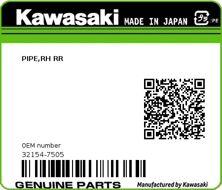 Product image: Kawasaki - 32154-7505 - PIPE,RH RR  0