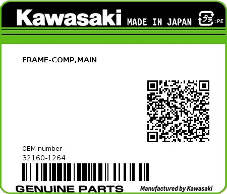 Product image: Kawasaki - 32160-1264 - FRAME-COMP,MAIN 