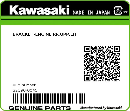 Product image: Kawasaki - 32190-0045 - BRACKET-ENGINE,RR,UPP,LH 