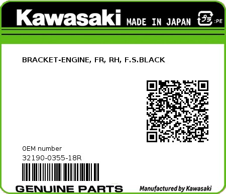 Product image: Kawasaki - 32190-0355-18R - BRACKET-ENGINE, FR, RH, F.S.BLACK 