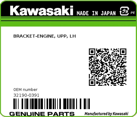 Product image: Kawasaki - 32190-0391 - BRACKET-ENGINE, UPP, LH  0