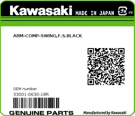 Product image: Kawasaki - 33001-0630-18R - ARM-COMP-SWING,F.S.BLACK 