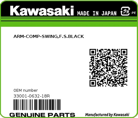 Product image: Kawasaki - 33001-0632-18R - ARM-COMP-SWING,F.S.BLACK 