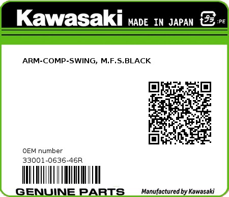 Product image: Kawasaki - 33001-0636-46R - ARM-COMP-SWING, M.F.S.BLACK 