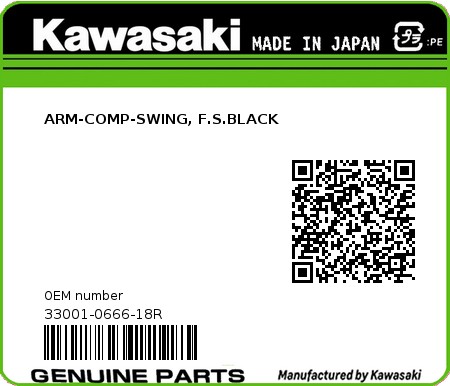 Product image: Kawasaki - 33001-0666-18R - ARM-COMP-SWING, F.S.BLACK 