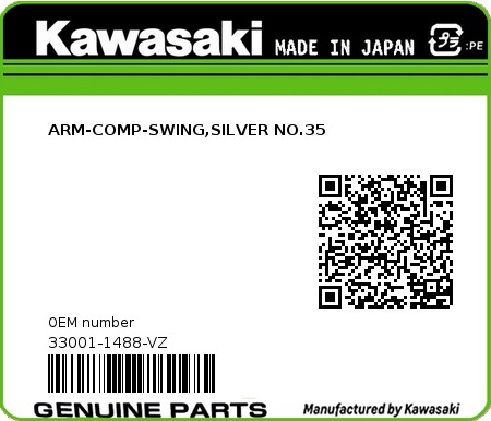 Product image: Kawasaki - 33001-1488-VZ - ARM-COMP-SWING,SILVER NO.35  0
