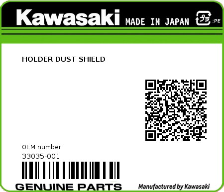 Product image: Kawasaki - 33035-001 - HOLDER DUST SHIELD 