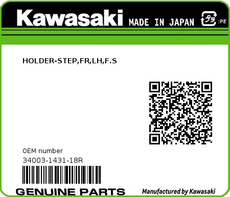 Product image: Kawasaki - 34003-1431-18R - HOLDER-STEP,FR,LH,F.S  0